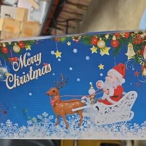Christmas Sleigh with Santa and Reindeer Decor
